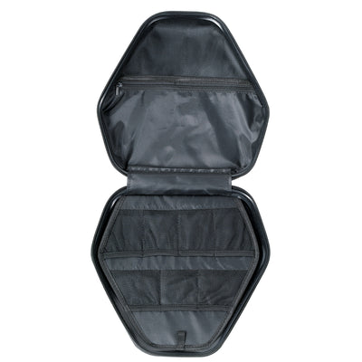Inside compartments of Pitbull diamond travel case.The spacious storage compartment allows you to pack all your toiletries in one place, eliminating the need for multiple bags or kits.