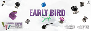 Skull shaver Early Bird sale. Get up to 15% off on purchases. Get free herbal grooming sample kit on orders above $49.