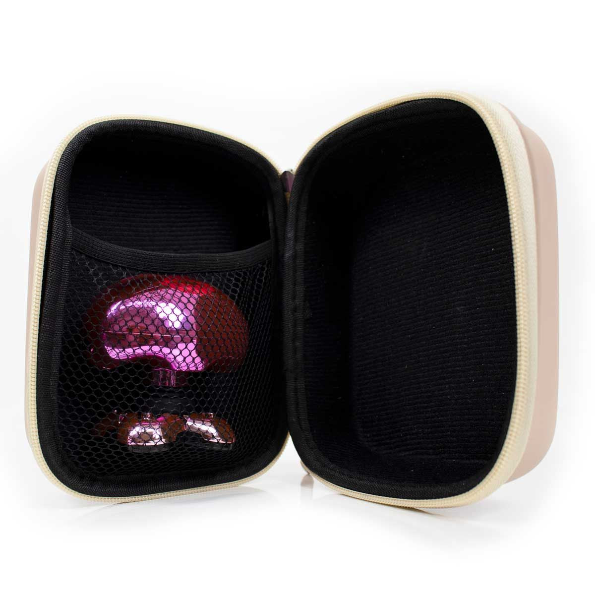 Butterfly Kiss Travel Case comes with a webbed net compartment to safely hold skull shaver