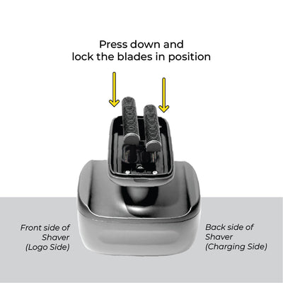 Press down and lock the replacement blades in position in the One lion shaver