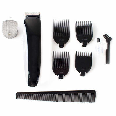 The Baby Beast Trimmer by Skull shaver include 4 clipper guards , microtrimmer blade , USB charging cable , oil and grooming comb