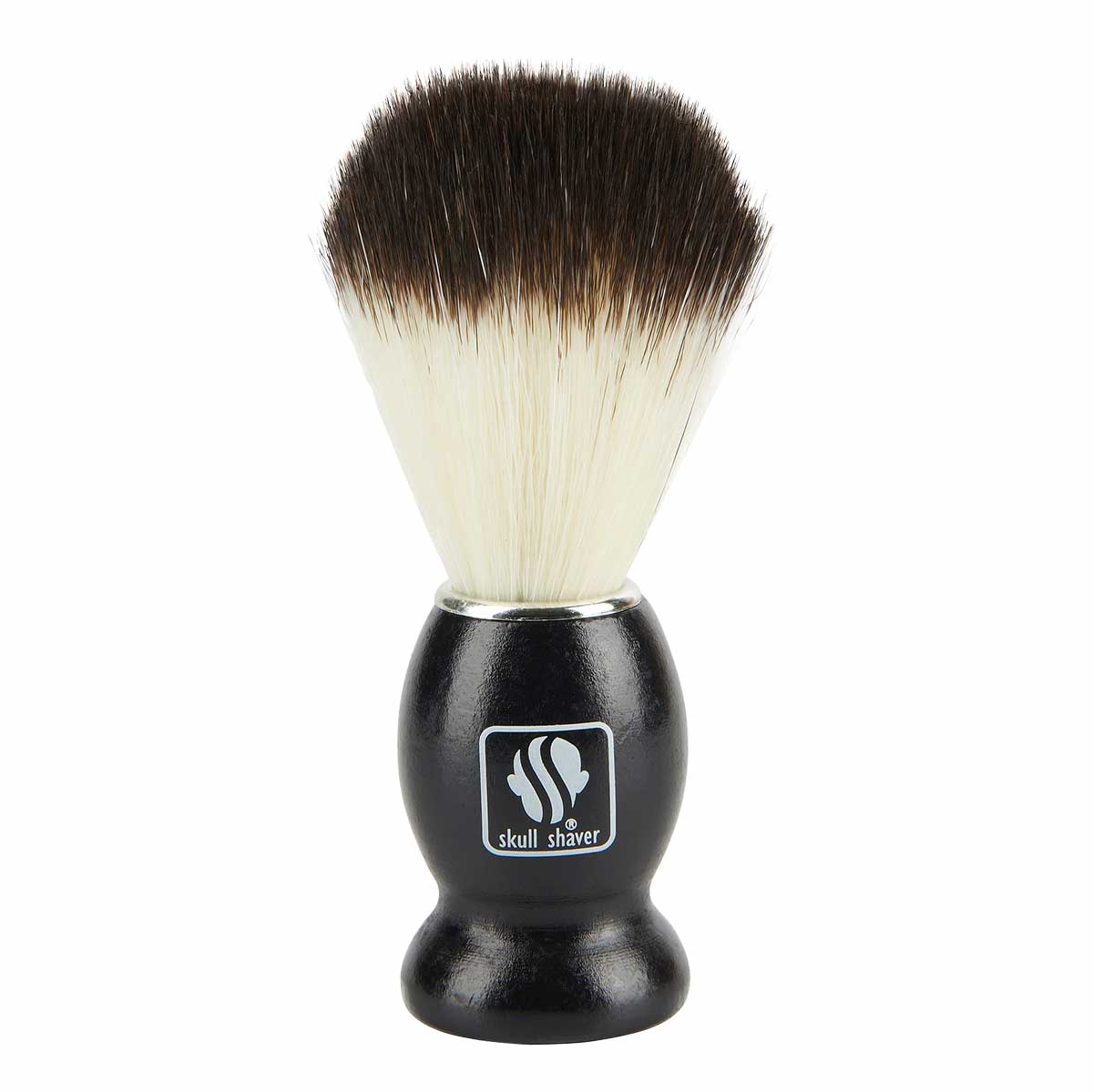 skull shaver wet shaing brush comes with a black impact resistant handle and cruelty synthetic bristles