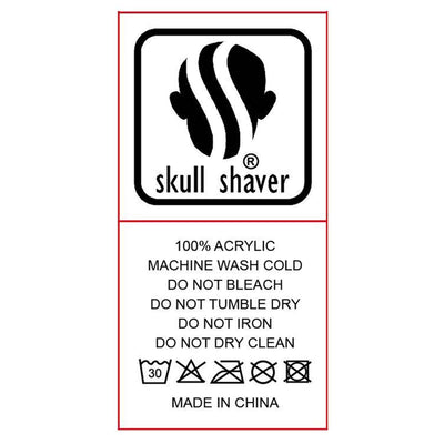 Skull Shaver Beanie Winter Hat is made with 100% Acrylic. Care instructions: machine wash cold, do not bleach, do not tumble dry, do not iron, do not dry clean. made in china